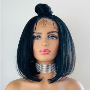 Versatile 4x4 Lace Front Synthetic Wig in Black for Daily Wear or Events